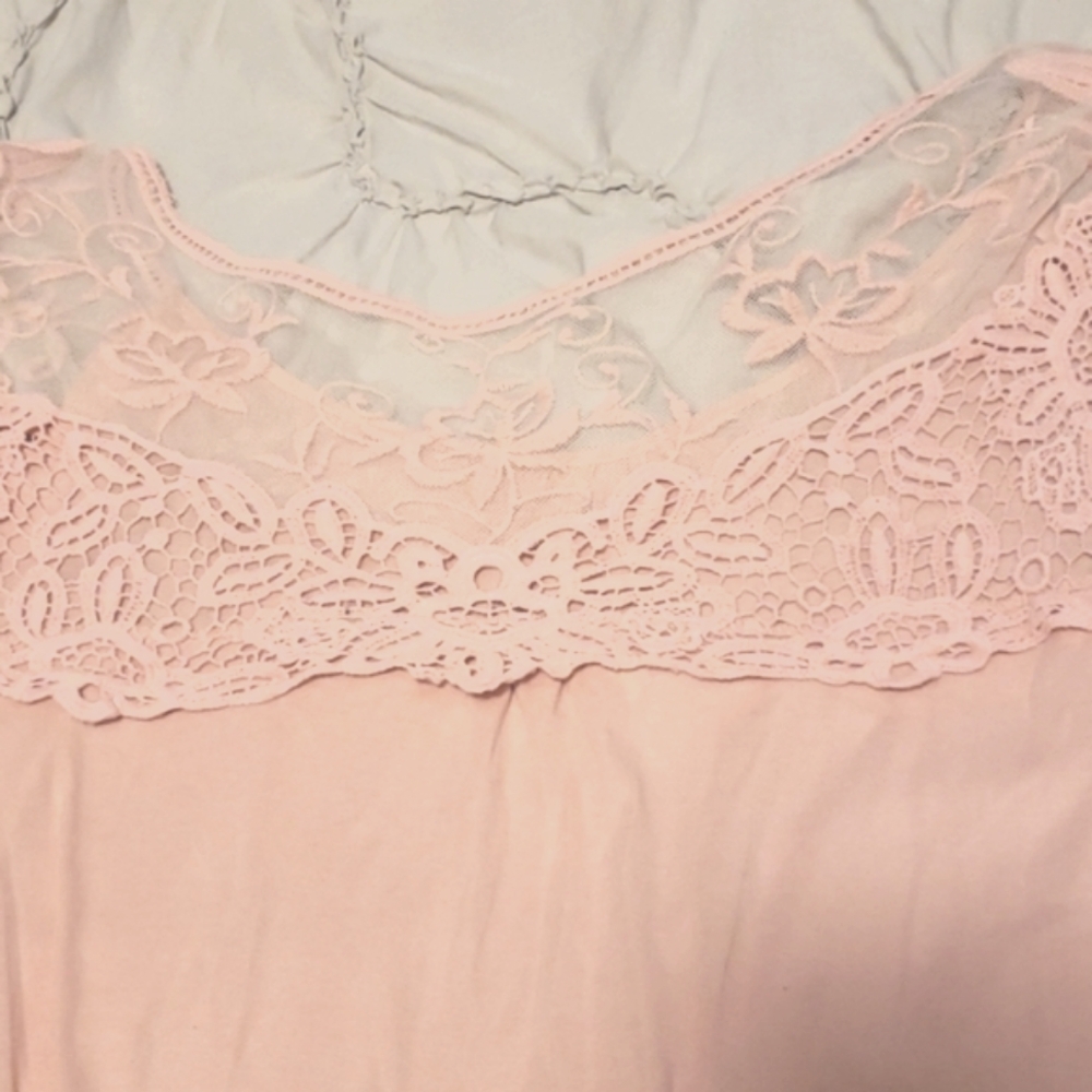 Ana JCPENNEY Lace Crocheted Coral Pink Tank 3X Ruffle Edge light weight Fall - Picture 5 of 5